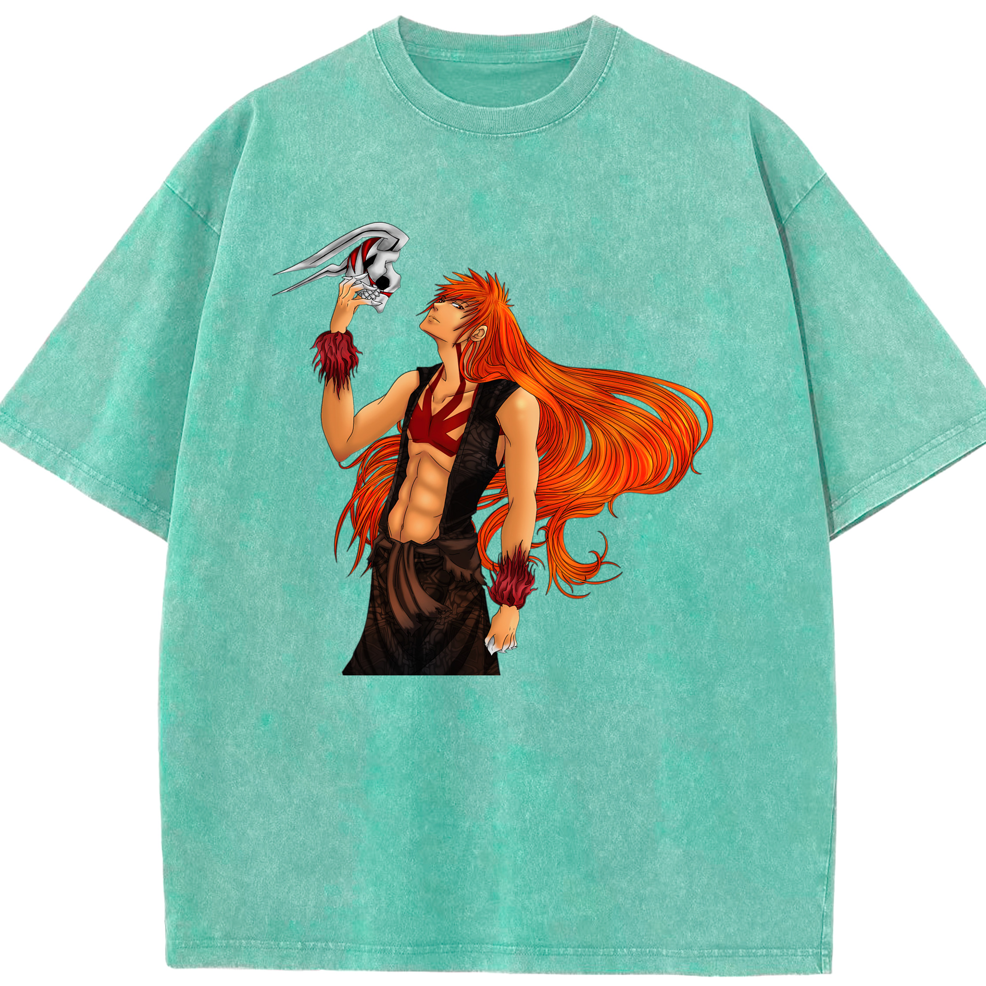 （画像用） ブリーチ 黒崎一護（くろさき いちご）BLEACH Kurosaki Ichigo 綿100% ヴィンテージ風 半袖Tシャツ（フロントプリント）